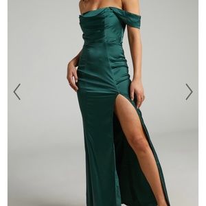 Green showpo off the shoulder dress